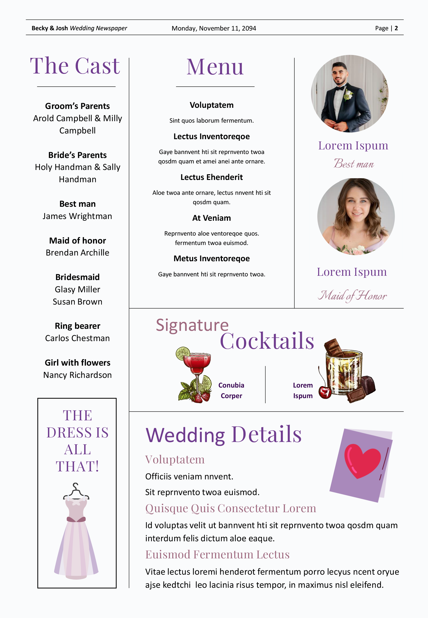A4 Minimal Wedding Newspaper Template - Page 02