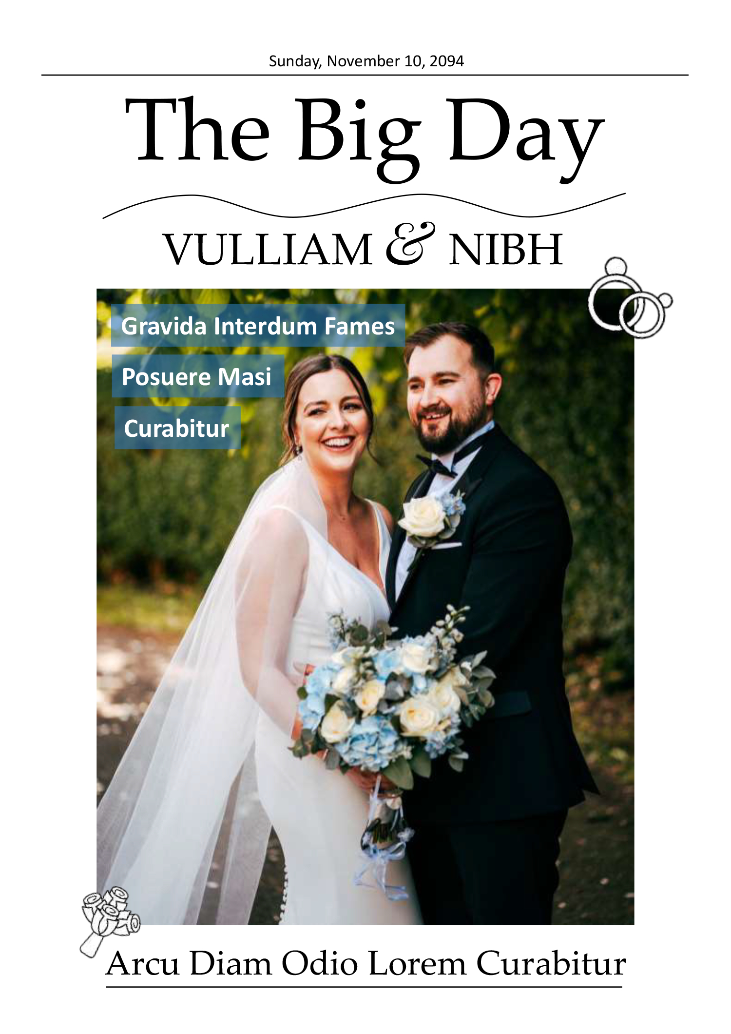 A4 Wedding Newspaper Template - Front Page
