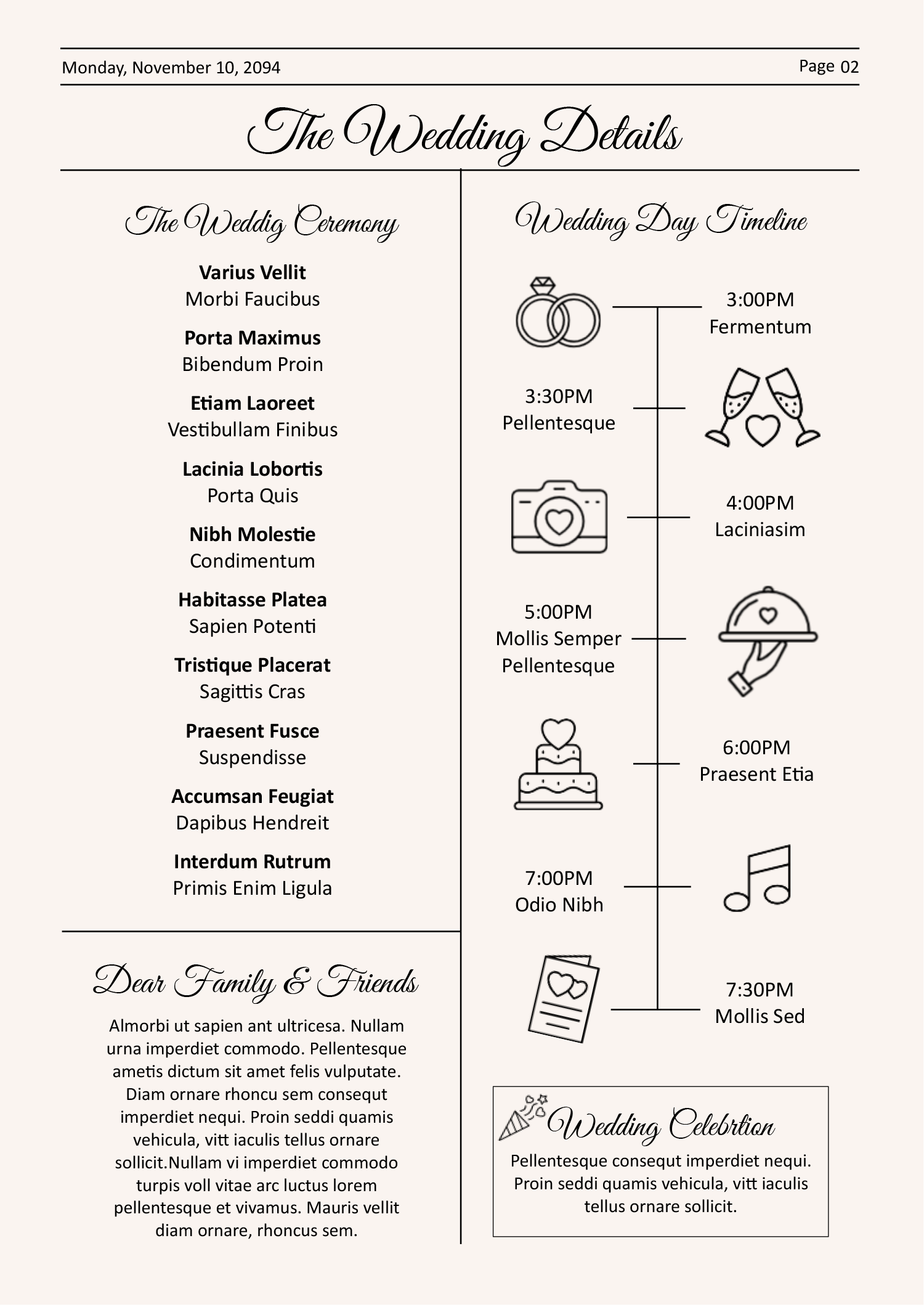 Beige Newspaper Wedding Program Template - Page 02