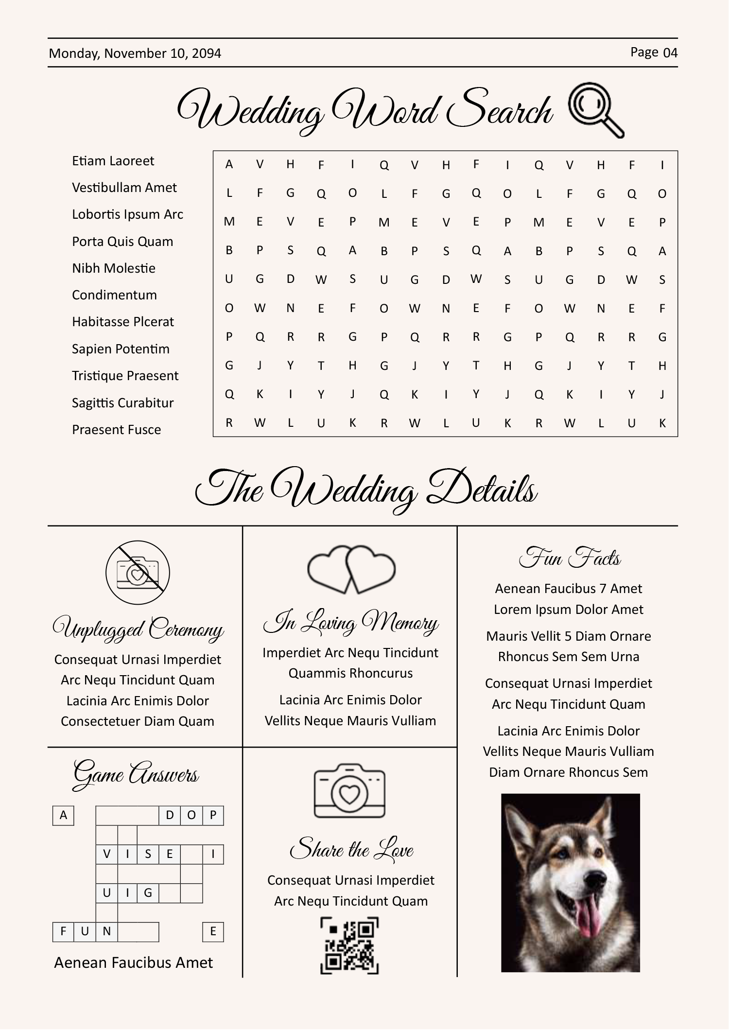 Beige Newspaper Wedding Program Template - Page 04