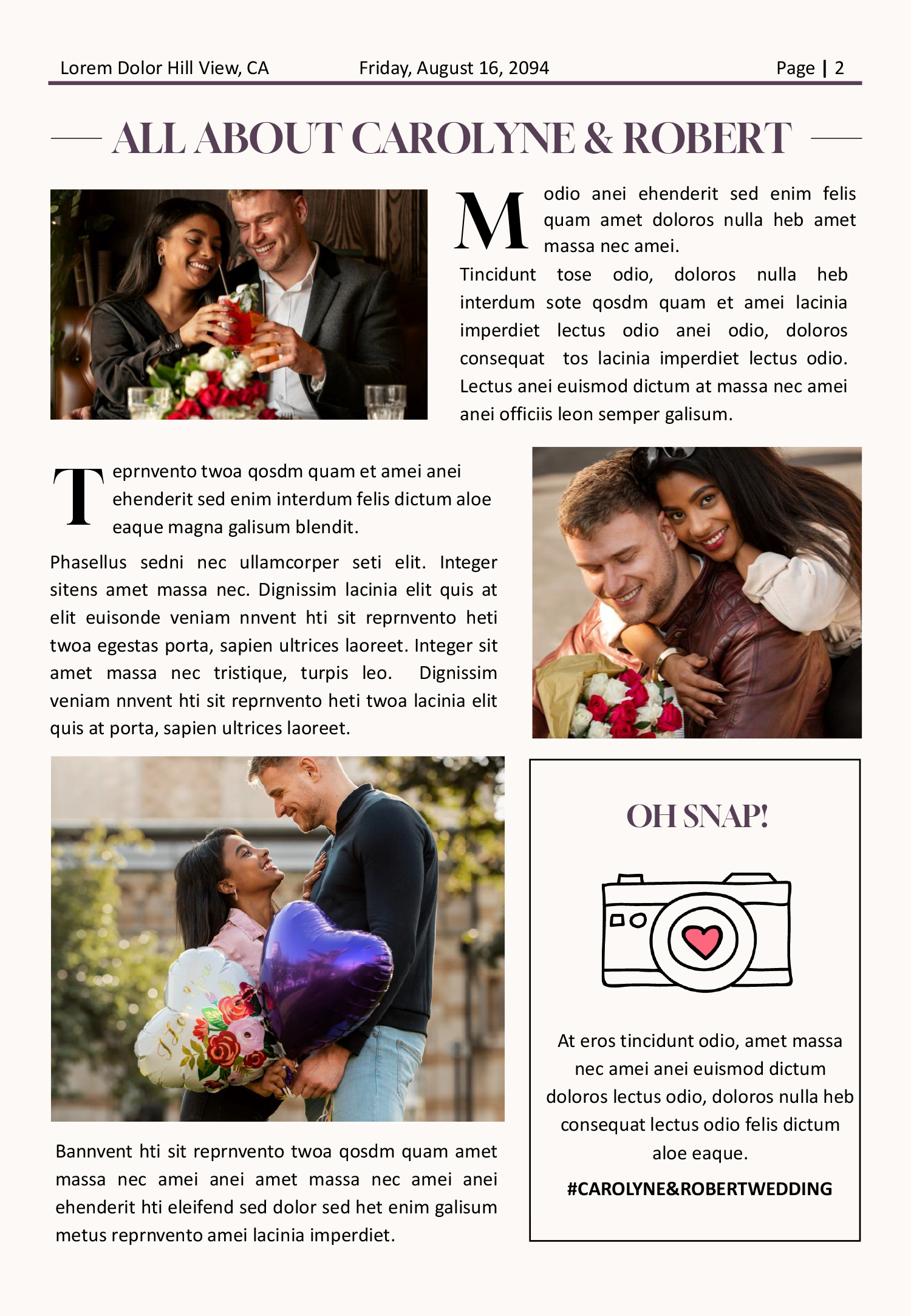 Beige and White Wedding Newspaper Program Template - Page 02