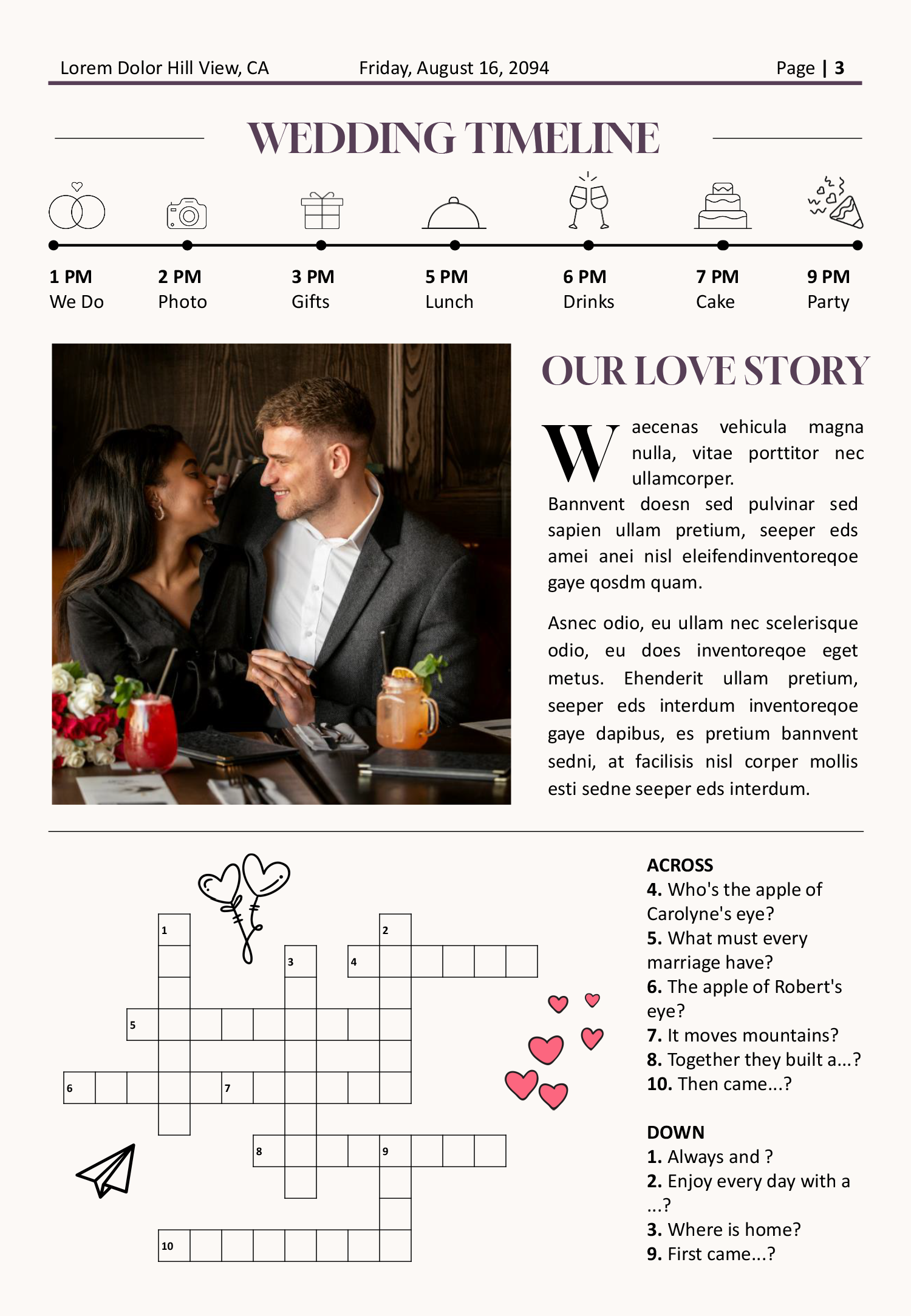 Beige and White Wedding Newspaper Program Template - Page 03