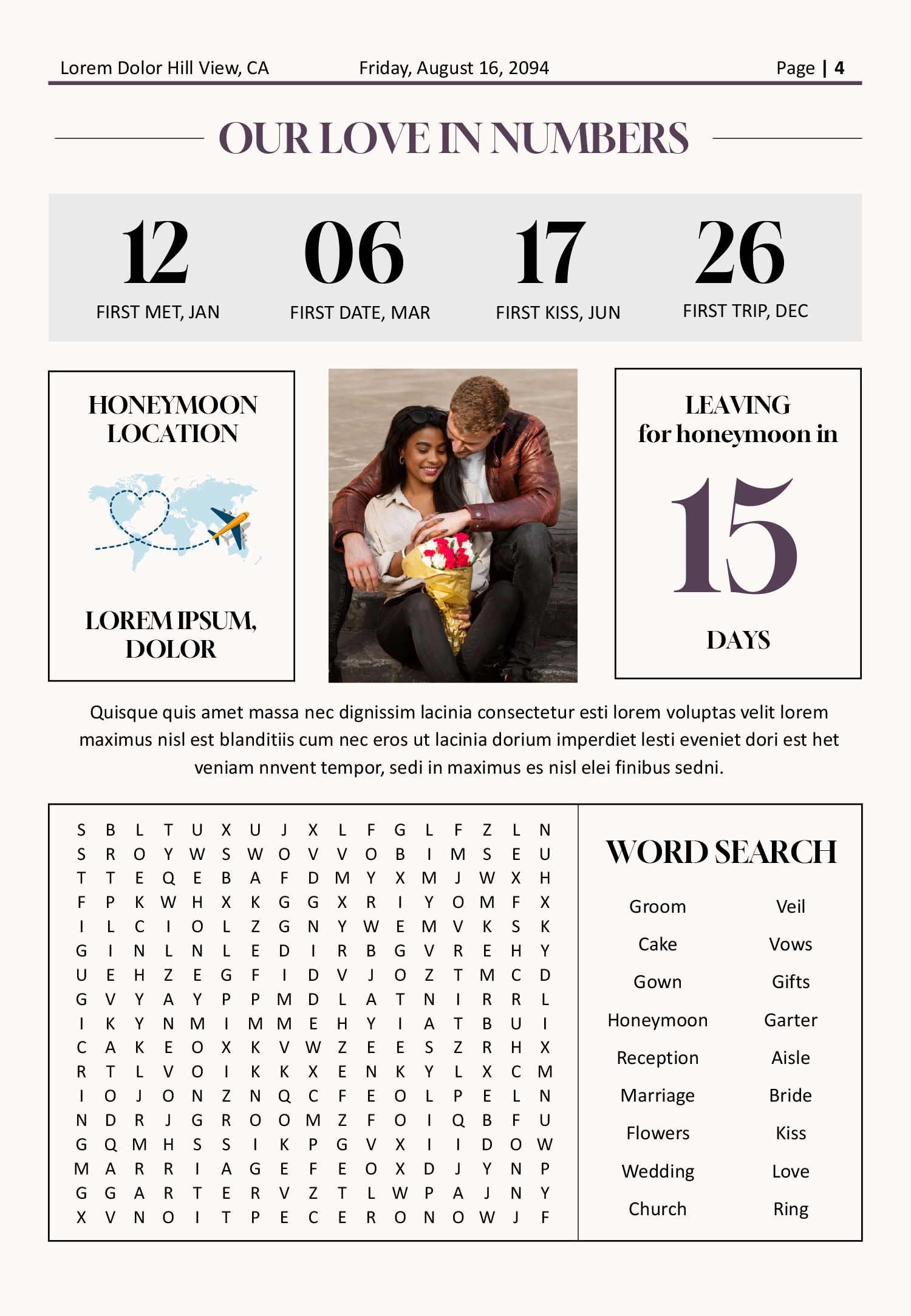 Beige and White Wedding Newspaper Program Template - Page 04