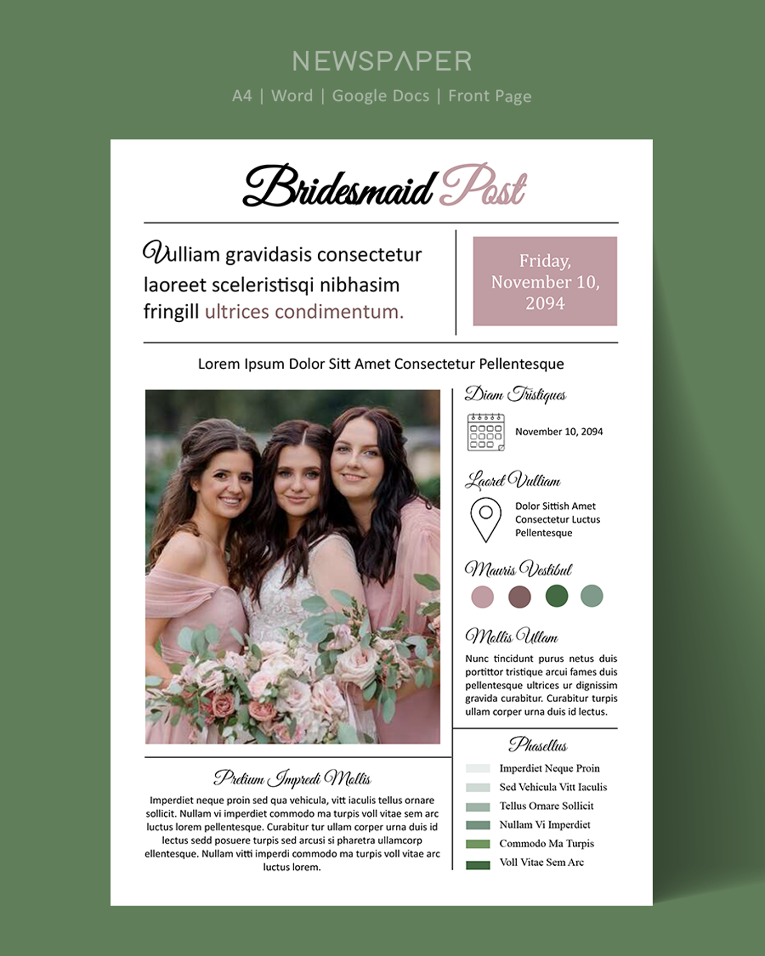 Bridesmaid Proposal Newspaper Card Template - Word, Google Docs