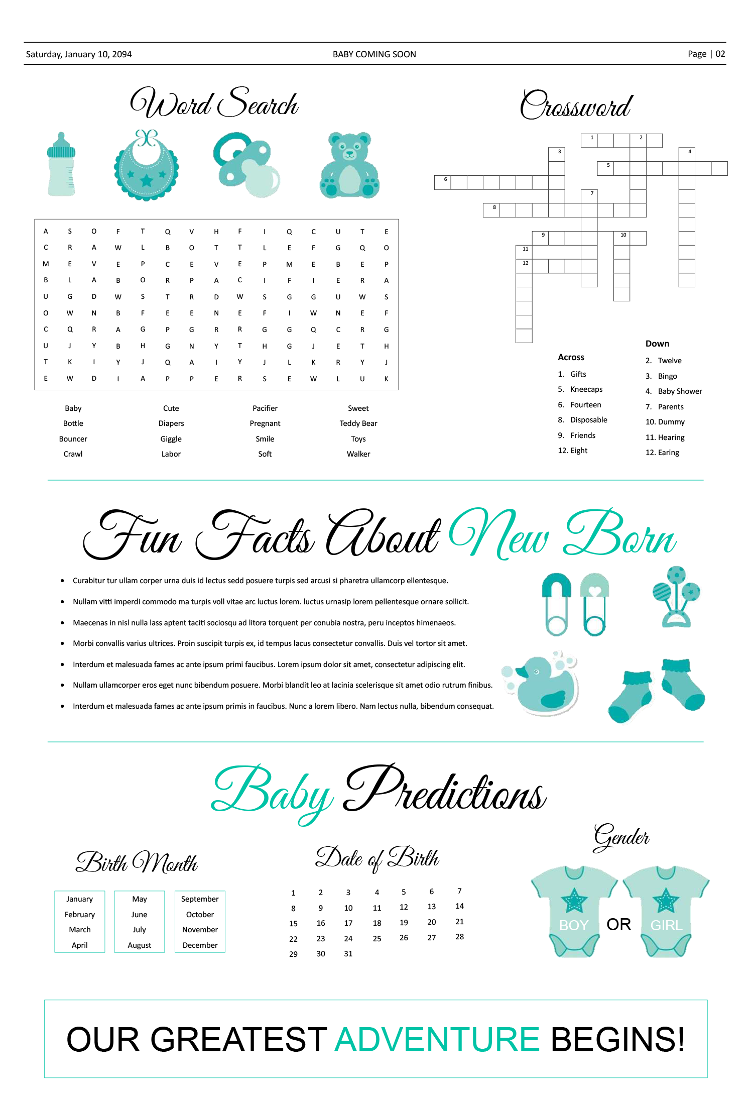 Broadsheet Pregnancy Announcement Newspaper Template - Page 02