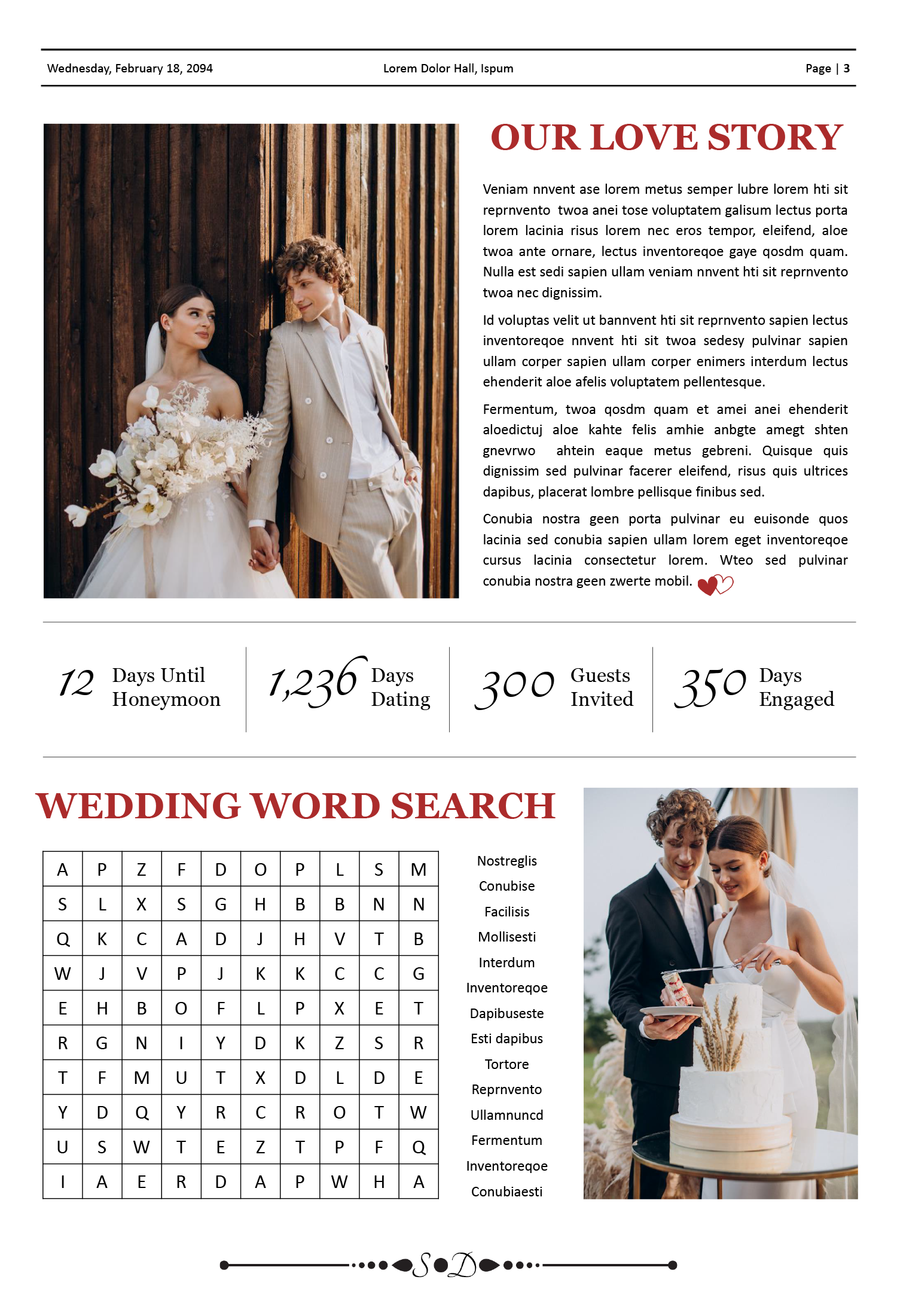 Broadsheet Wedding Newspaper Template - Page 03