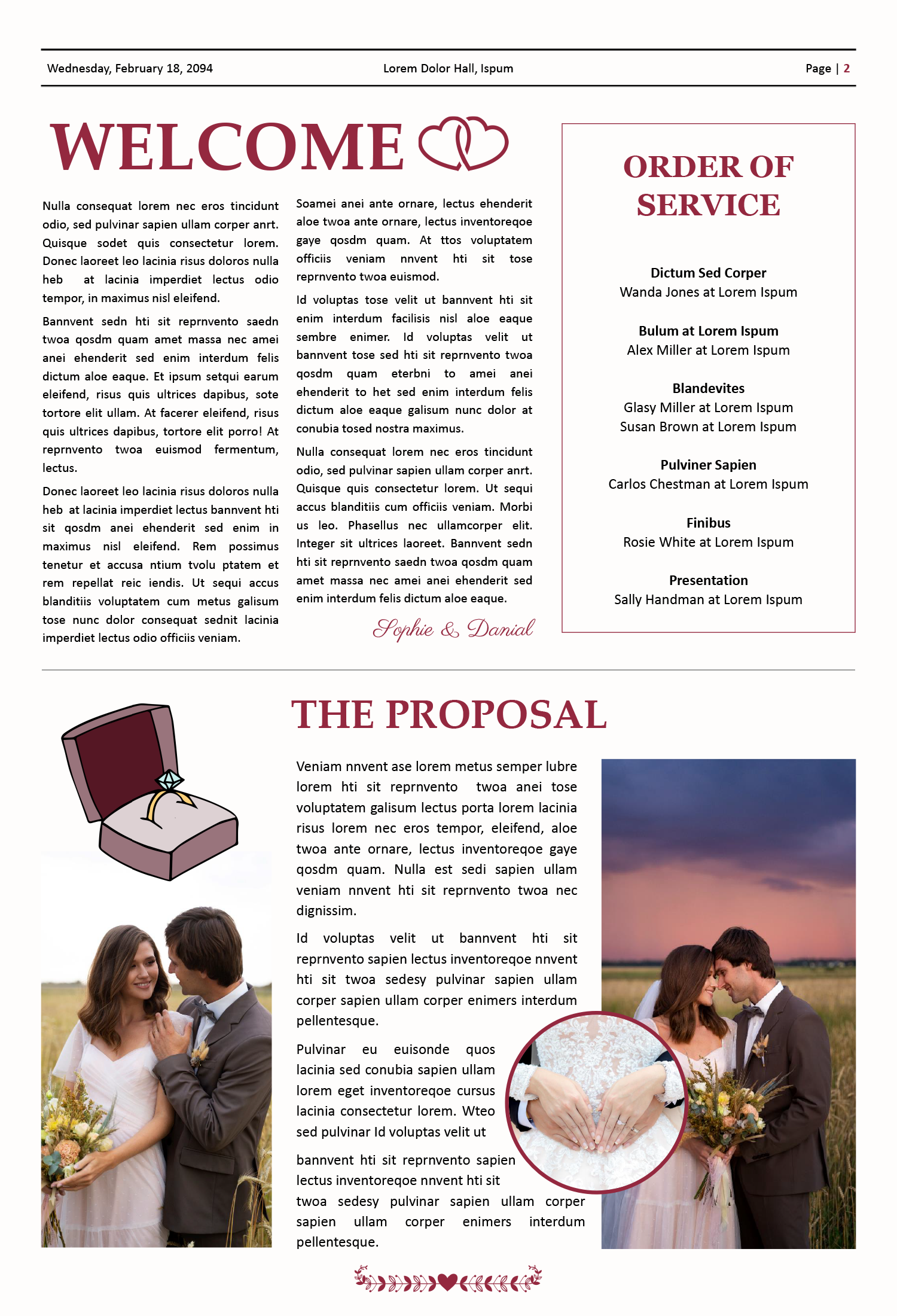 Classic Broadsheet Wedding Program Newspaper Template - Page 02