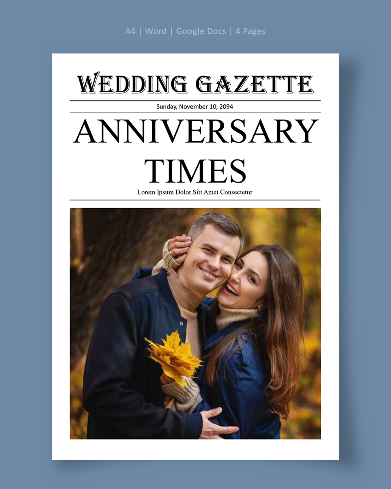 Editable Wedding Anniversary Newspaper Template - Word, Google Docs