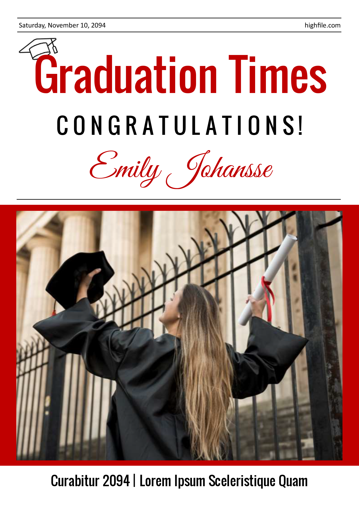 Graduation Newspaper Template - Front Page