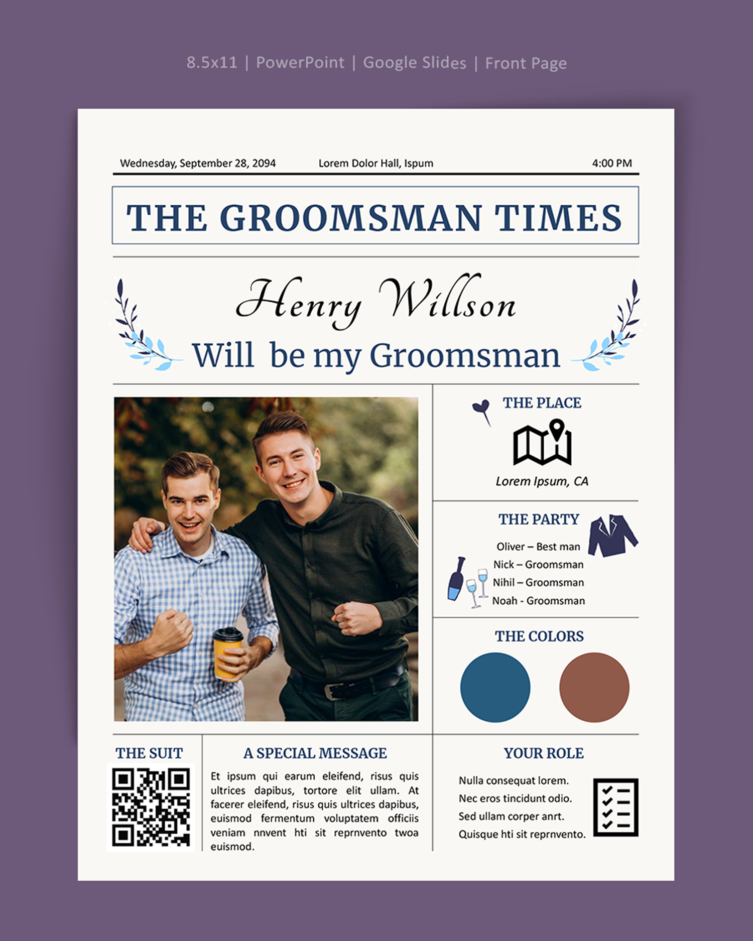 Groomsmen Proposal Newspaper Template - PowerPoint, Google Slides