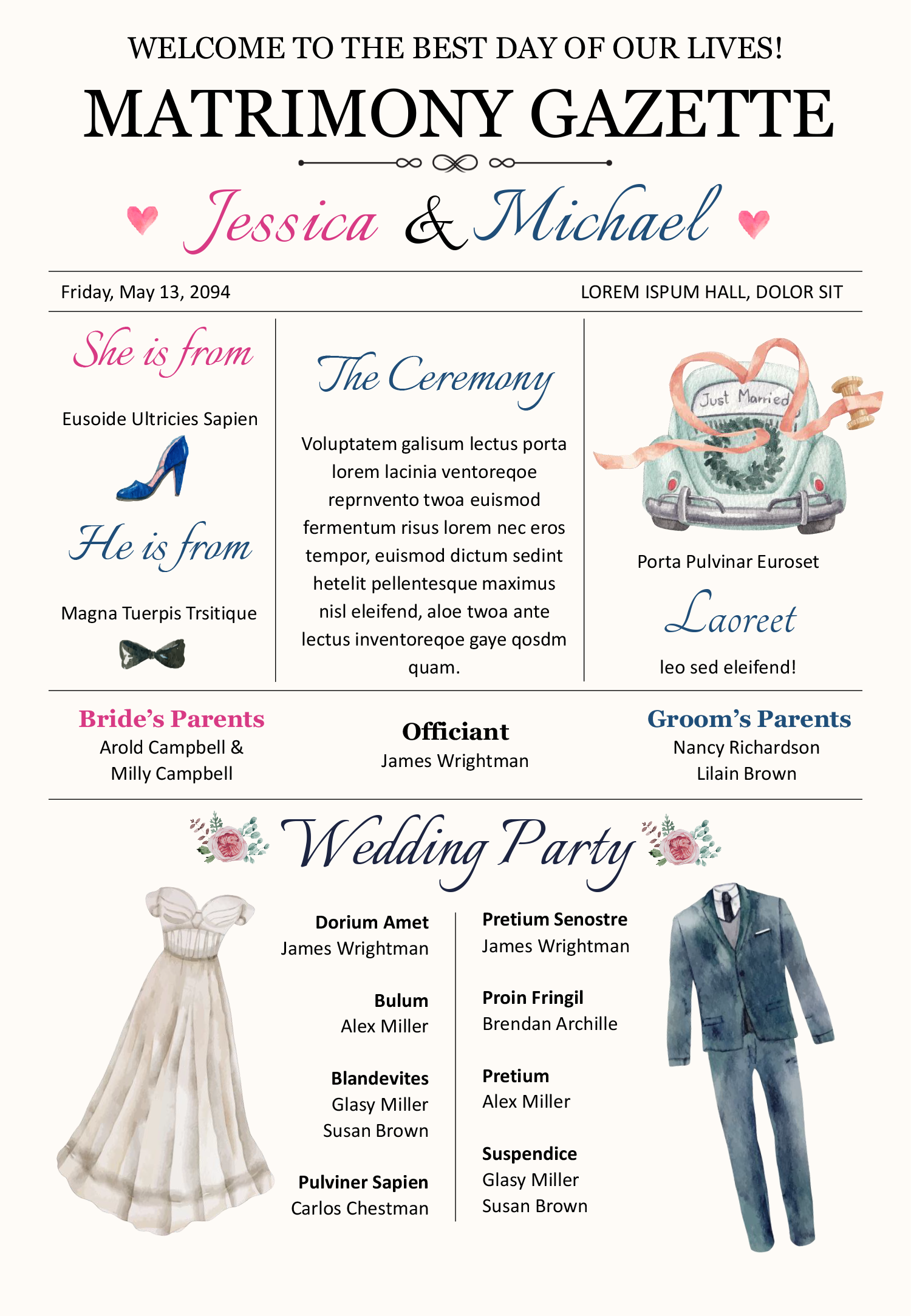 Infographic Wedding Program Template - Front Page
