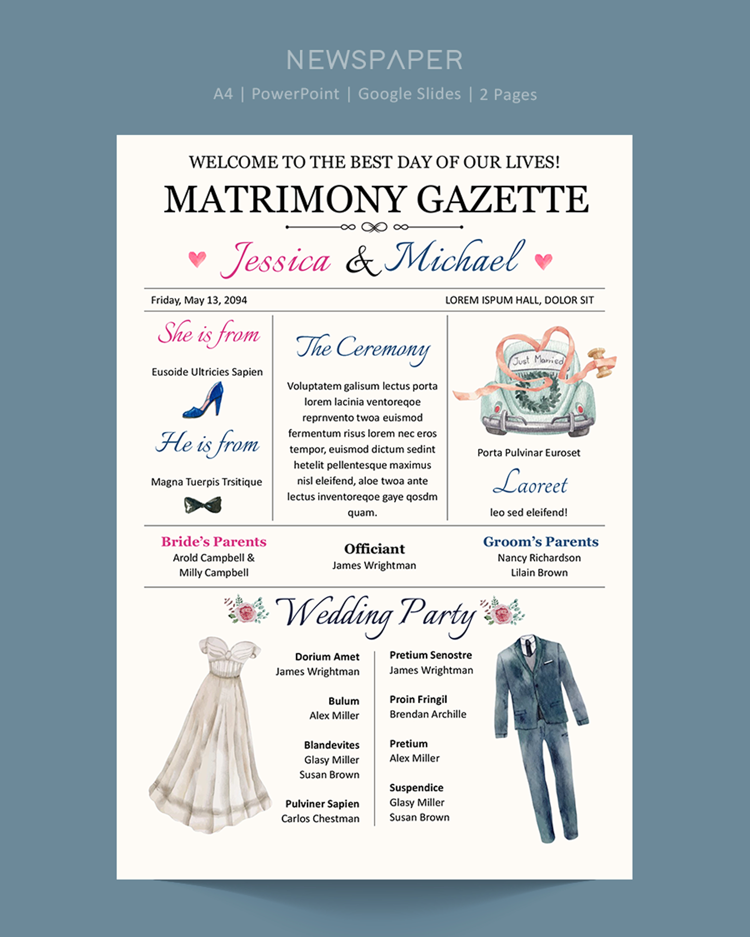 Infographic Wedding Program Template - PowerPoint, Google Slides