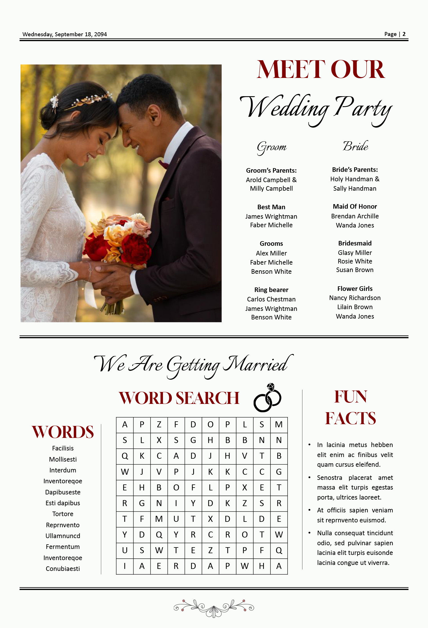 Large Page Wedding Newspaper Template - Page 02