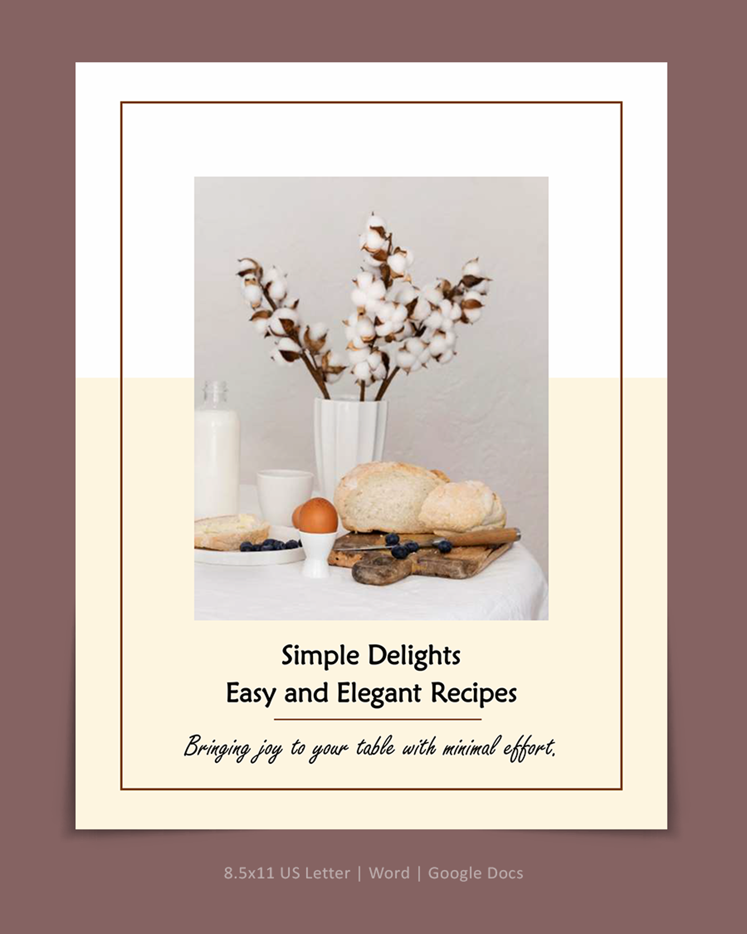 Minimal Cookbook Template - Word, Google Docs
