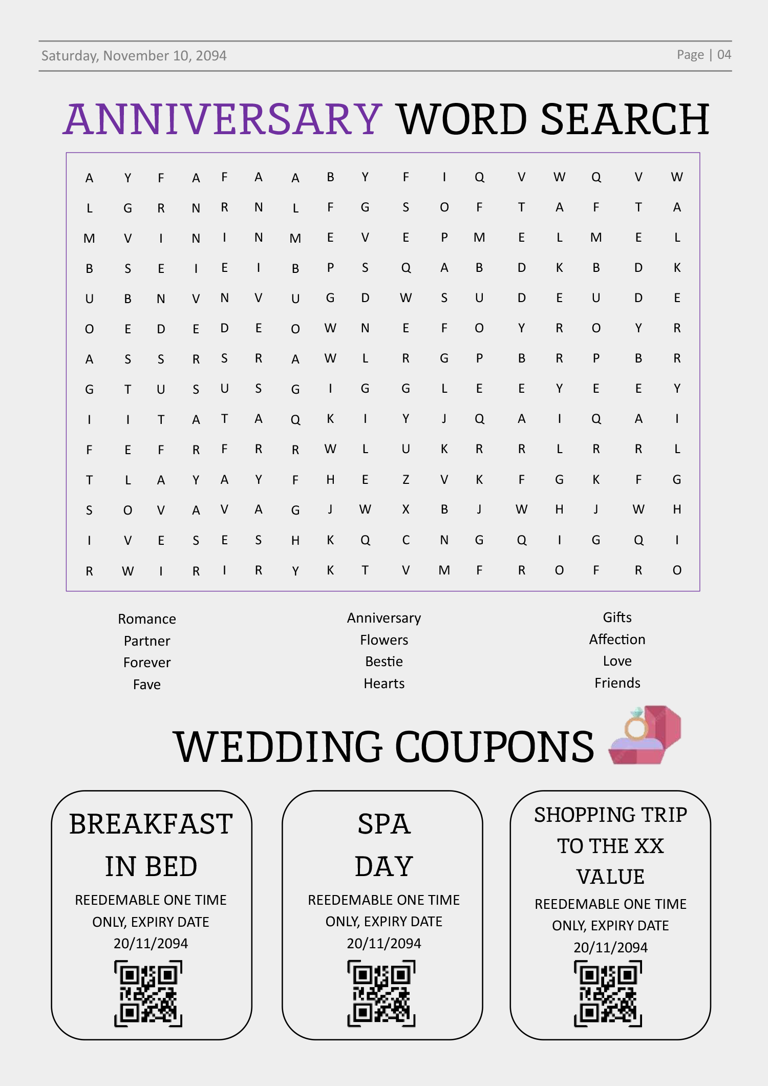 One year Wedding Anniversary Newspaper Template - Page 04
