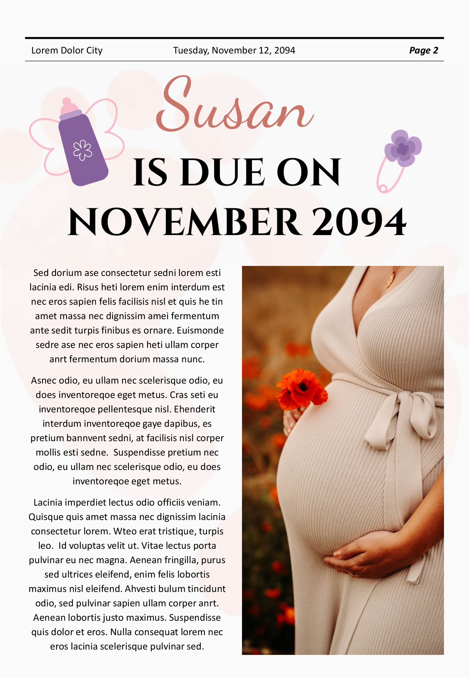 Pregnancy Announcement Newspaper Template - Page 02