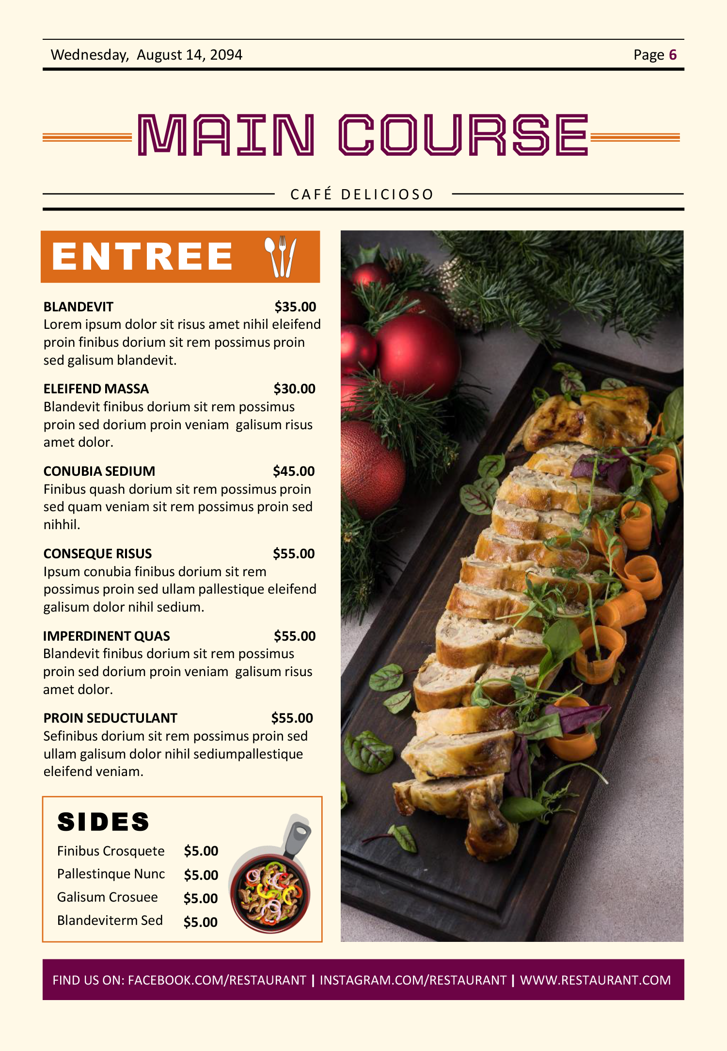 Restaurant Menu Newspaper Template - Page 06