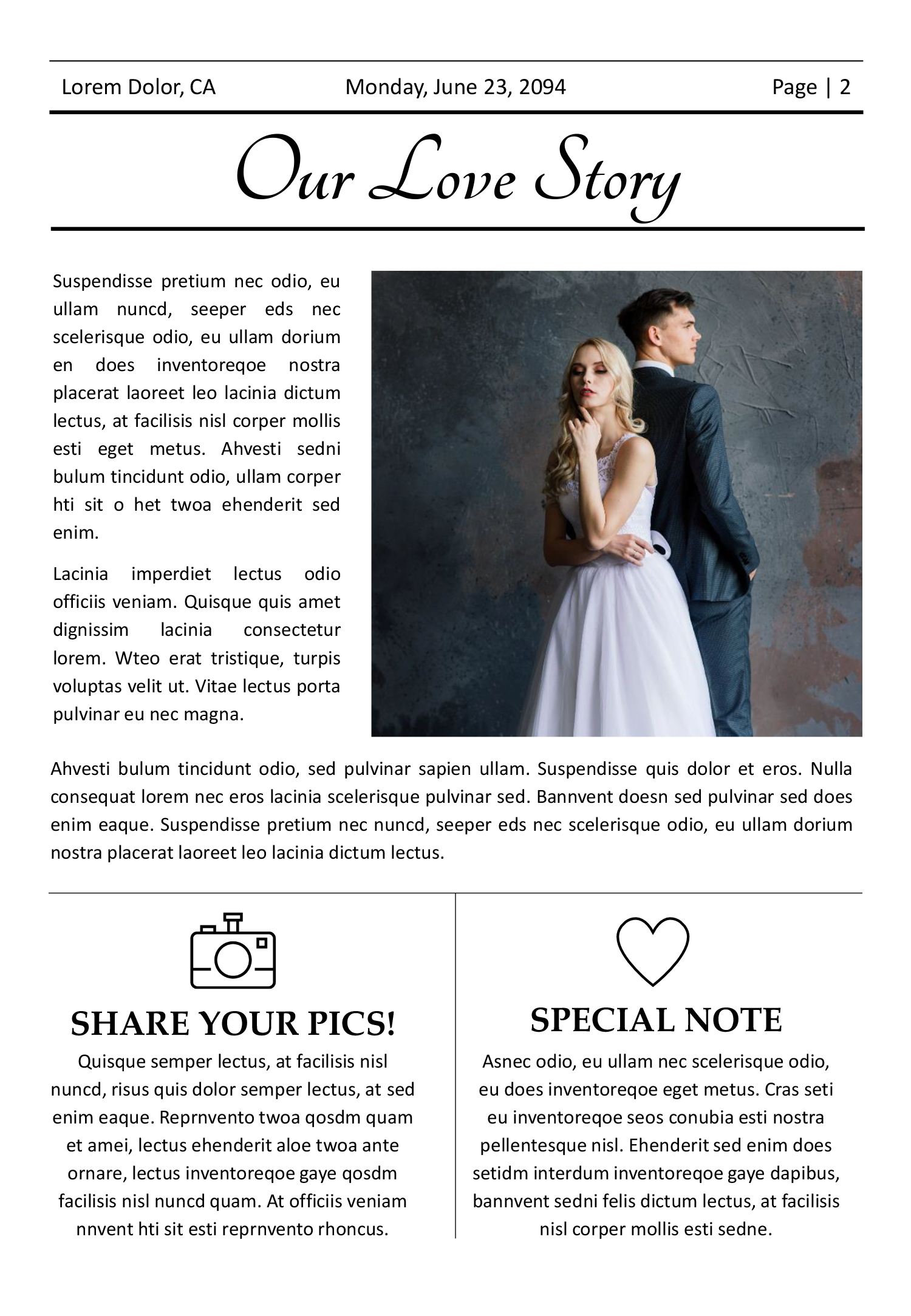 Simple Wedding Newspaper Template - Page 02
