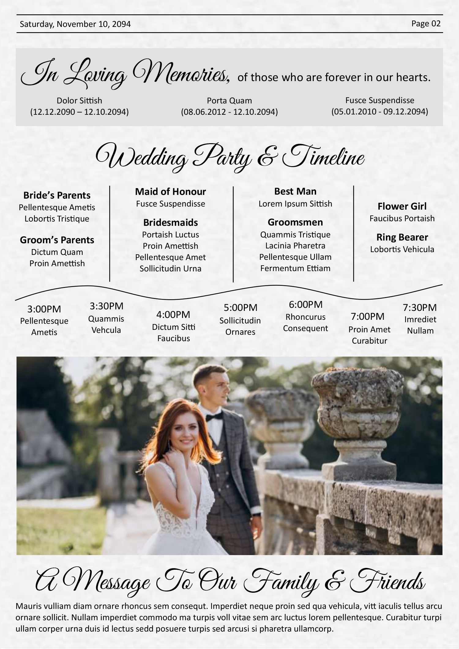 Simple Wedding Program Newspaper Template - Page 02