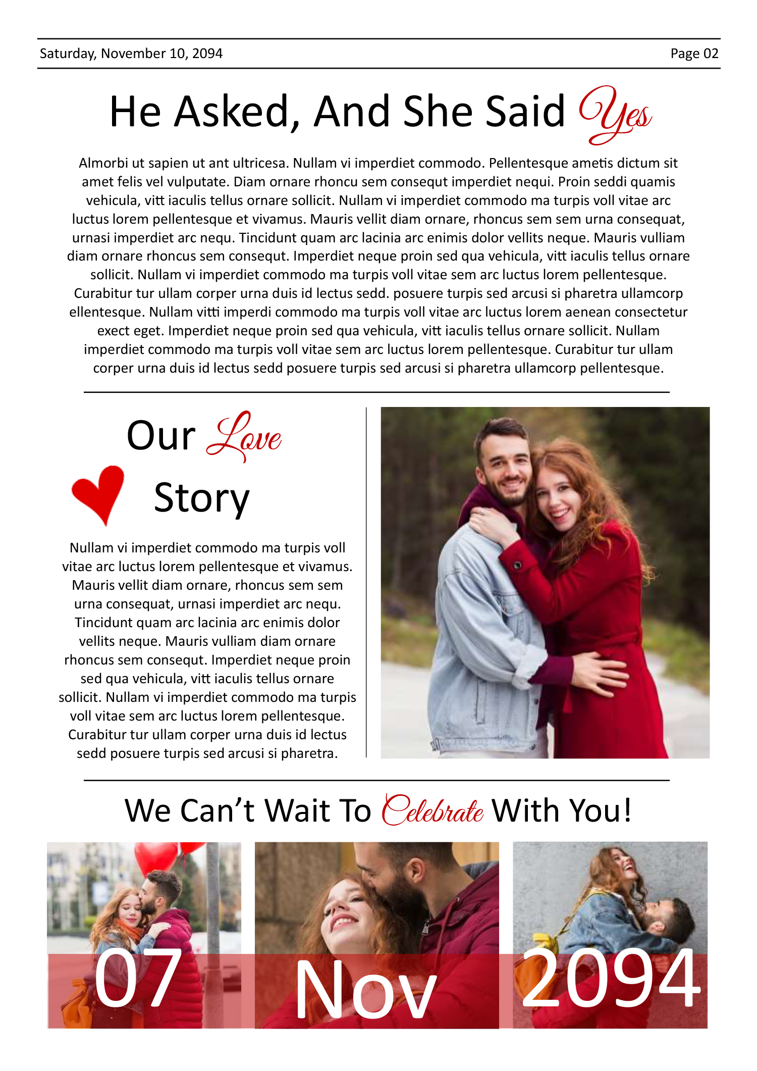 Wedding Engagement Newspaper Template - Page 02