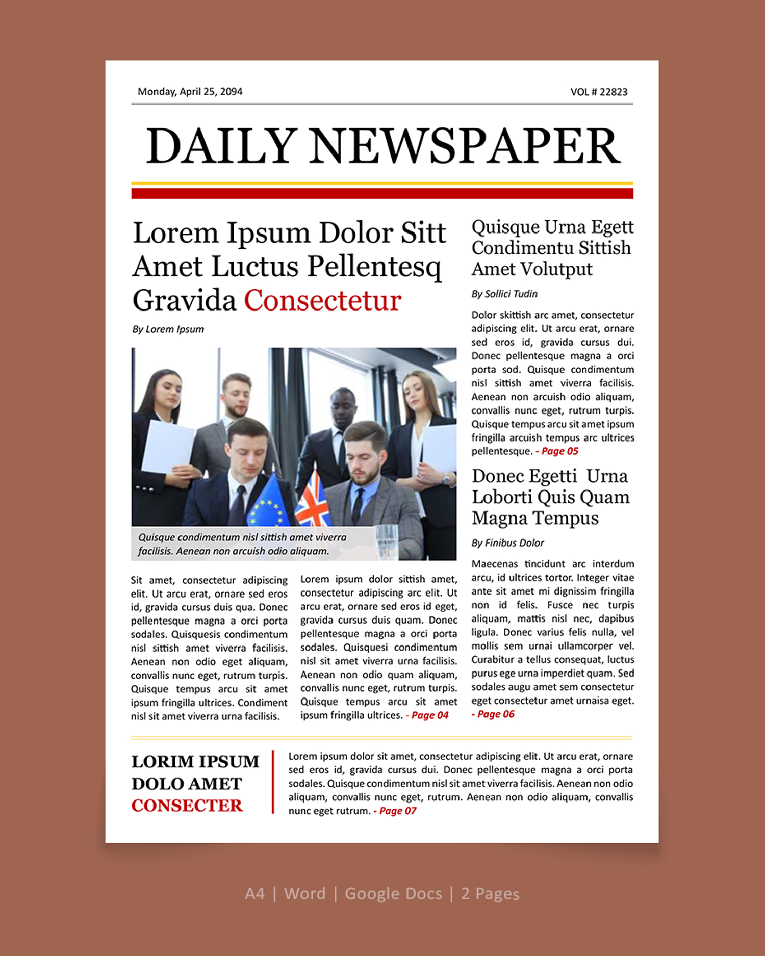 A4 Blank Daily Newspaper Template - Word, Google Docs
