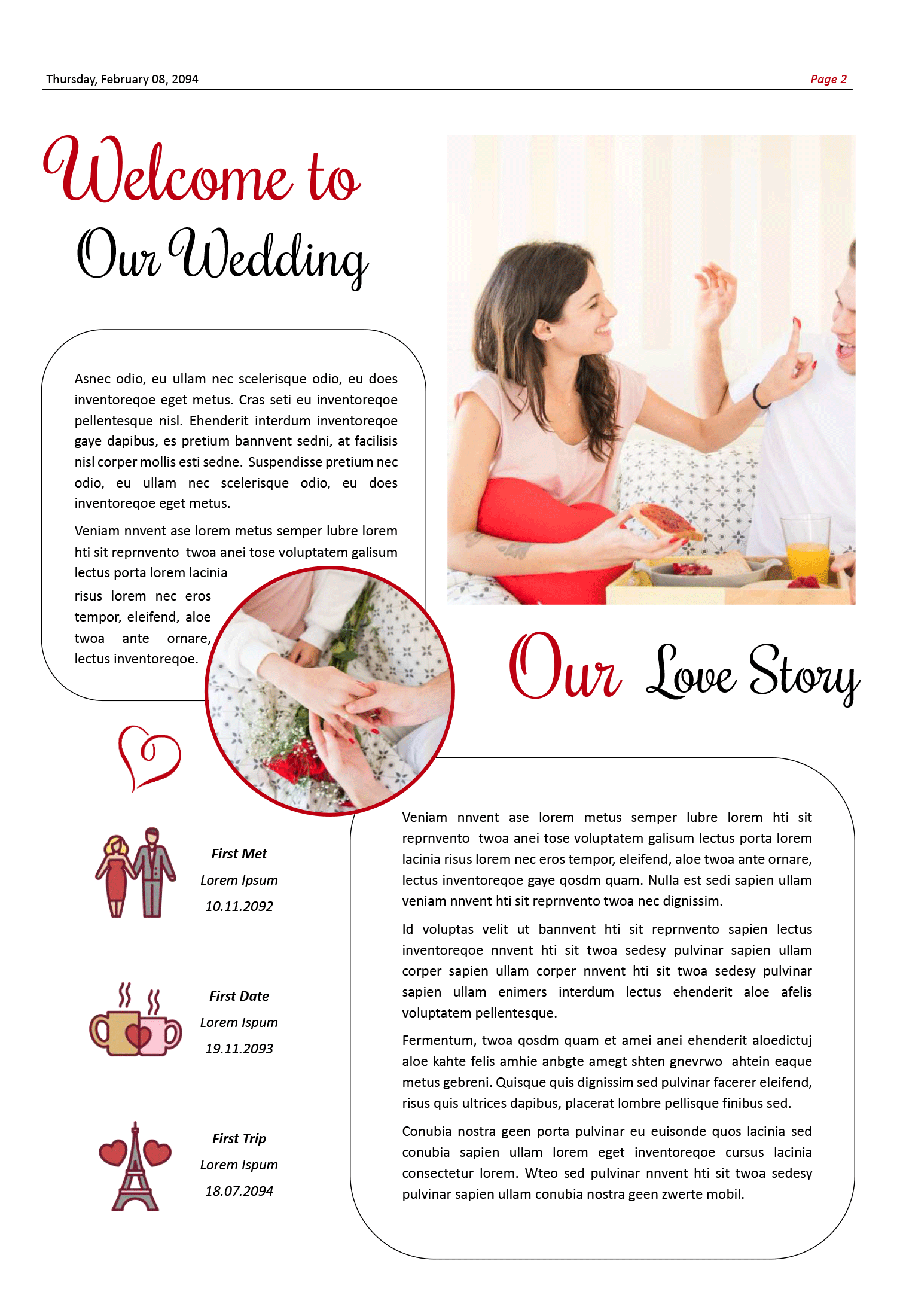 Large Wedding Newspaper Program Template - Page 02