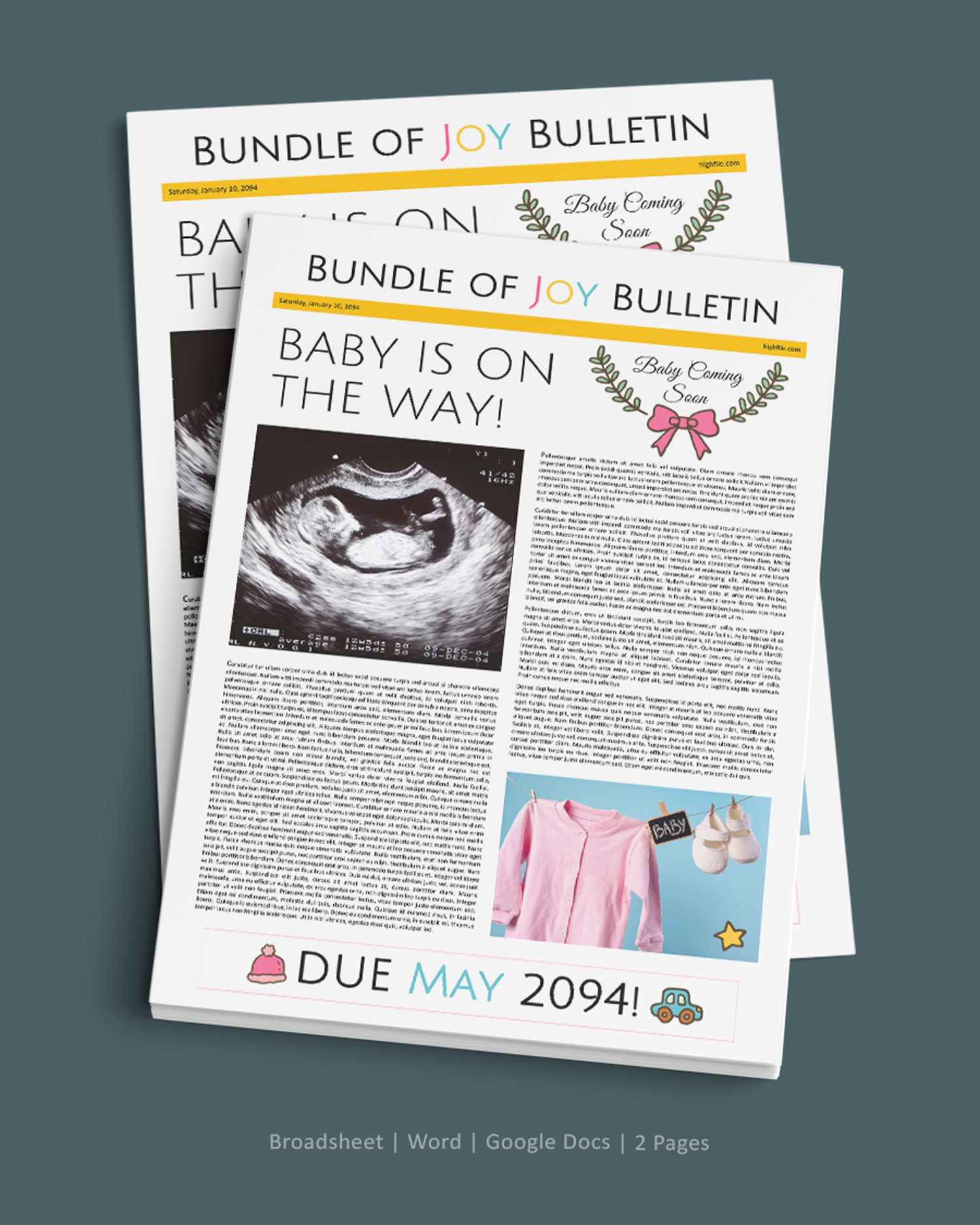 Minimal Newspaper Pregnancy Announcement Template - Word, Google Docs