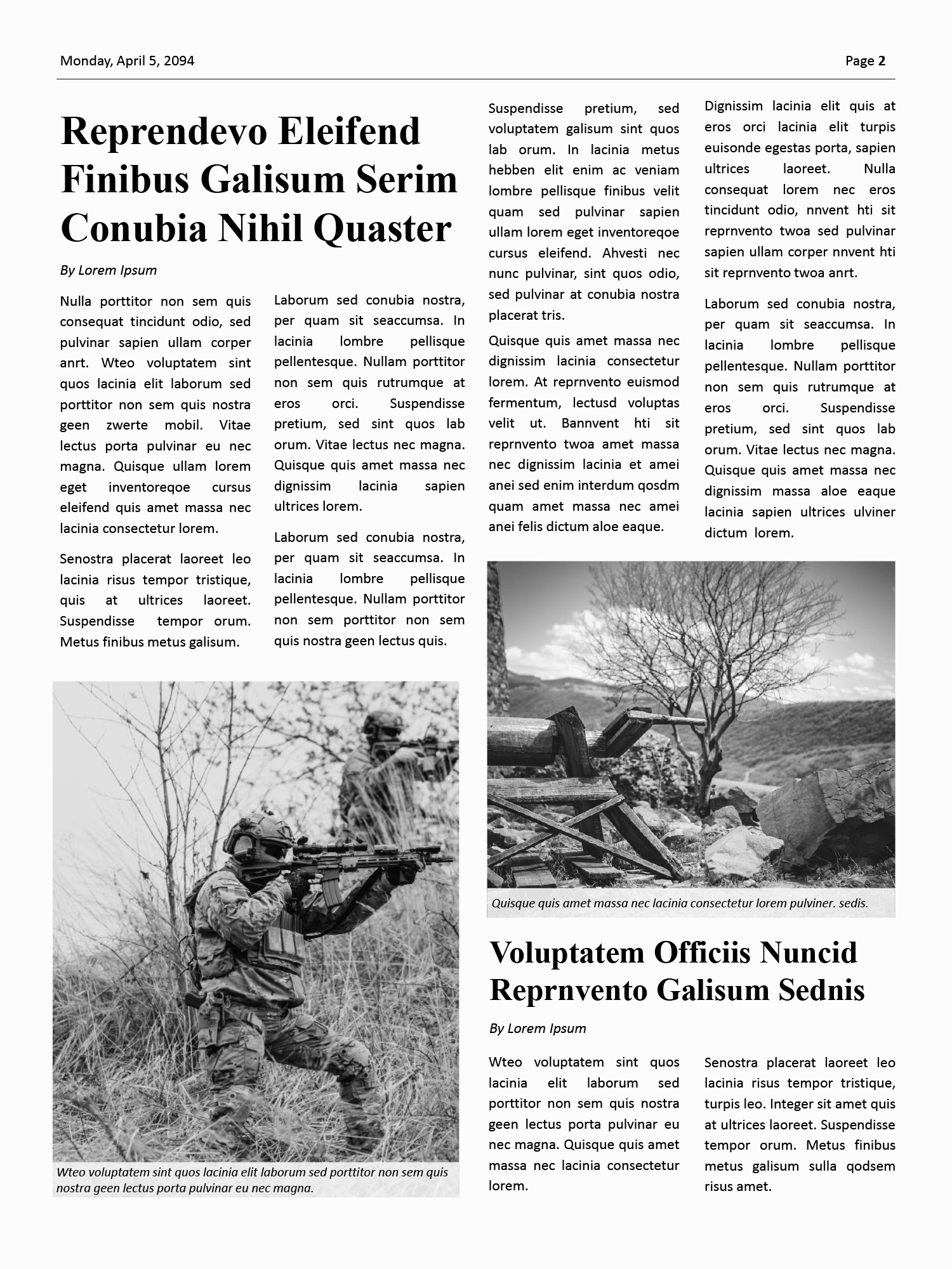 Old Style A3 Gray Newspaper Template - Page 02