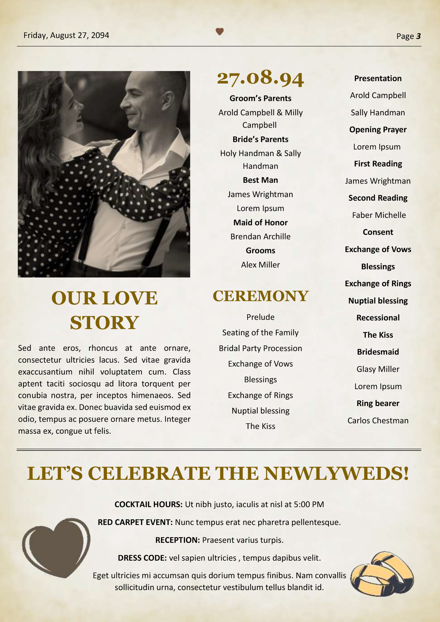 Old Style Wedding Newspaper Template - Page 03