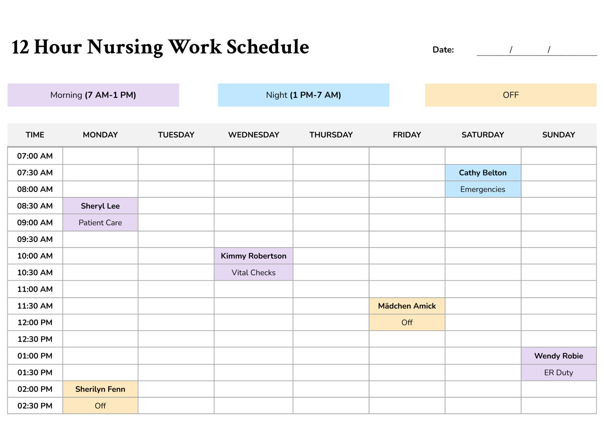 12 Hour Nursing Schedule Template Google Docs Word Highfile 12 Hour Nursing Schedule Template Google Docs Word Highfile